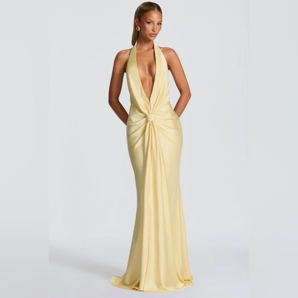 Chic Backless Yellow Evening Gown